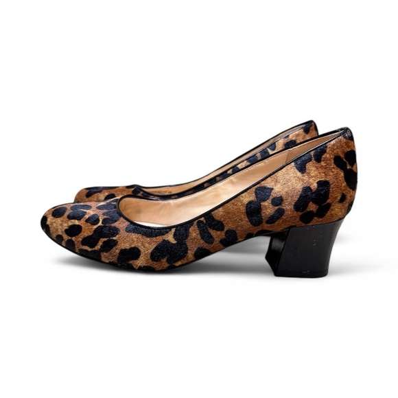 Cole Haan Leopard Print Calf Hair Pumps Women’s 8B Block Heel Real Fur Brazil - Picture 2 of 4